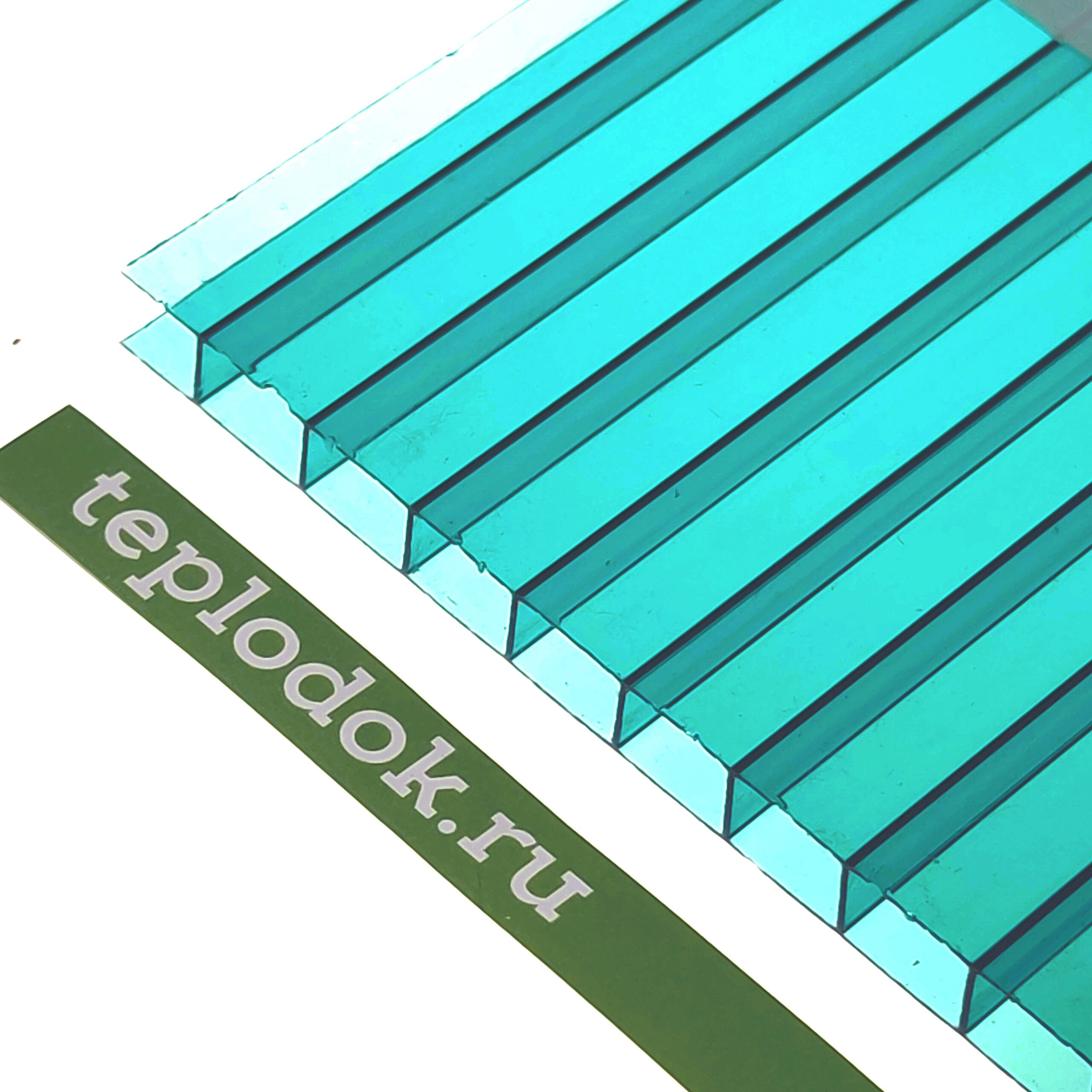 Сотовый поликарбонат 6 мм, зеленый, 1,3 кг/м2 (ГОСТ), лист 2,1х 6 м, Novattro